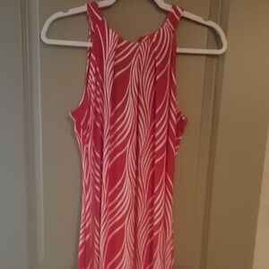 Chico's Travelers Vibrant Red and Cream Long Dress